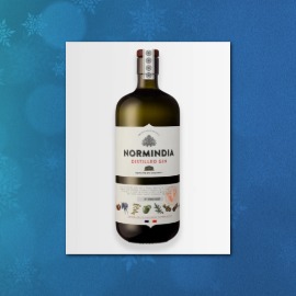 Bouteille de gin Normindia distillé en Normandie à la distillerie Coquerel, macération botanique unique