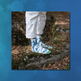 Chaussettes Bonne Maison inspirées de la toile de Jouy, fabriquées en France en coton égyptien