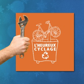Illustration d’un atelier participatif de réparation vélo du réseau L’Heureux Cyclage