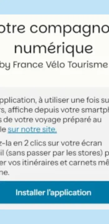 Application web mobile France Vélo Tourisme - installer l'application