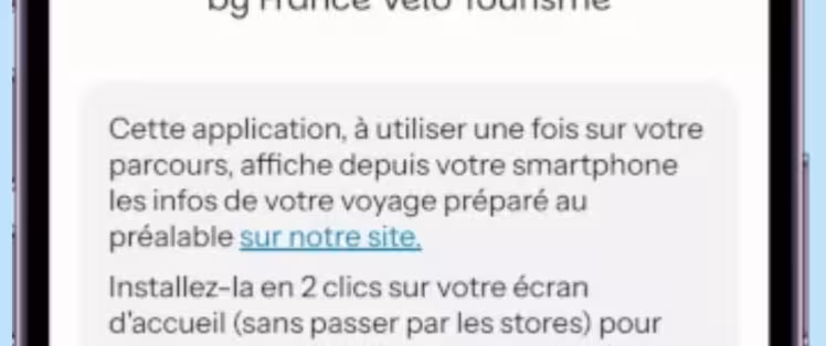 Application web mobile France Vélo Tourisme - installer l'application