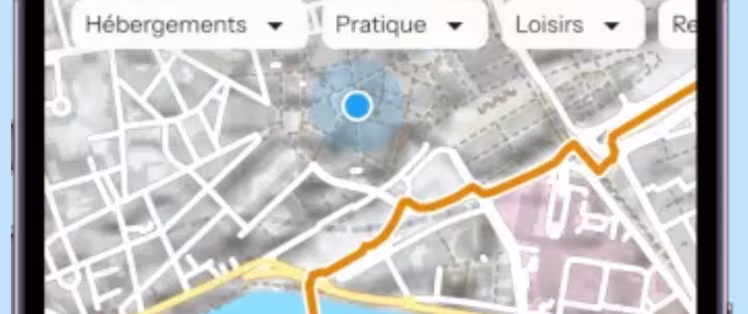 Application web mobile France Vélo Tourisme - se géolocaliser hors ligne