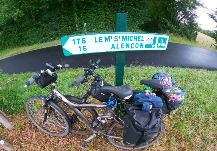 Panneau signalétique le long de la Véloscénie