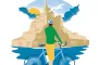 Illustration vintage d’un cycliste se tenant devant le Mont Saint-Michel
