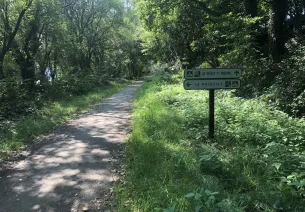 Voie verte de Domfront à Pontaubault dans les derniers 100 kilomètres de La Véloscénie. 